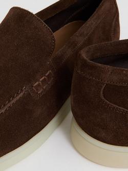 Reiss Kason Suede Loafers - view 2, Chocolate Brown