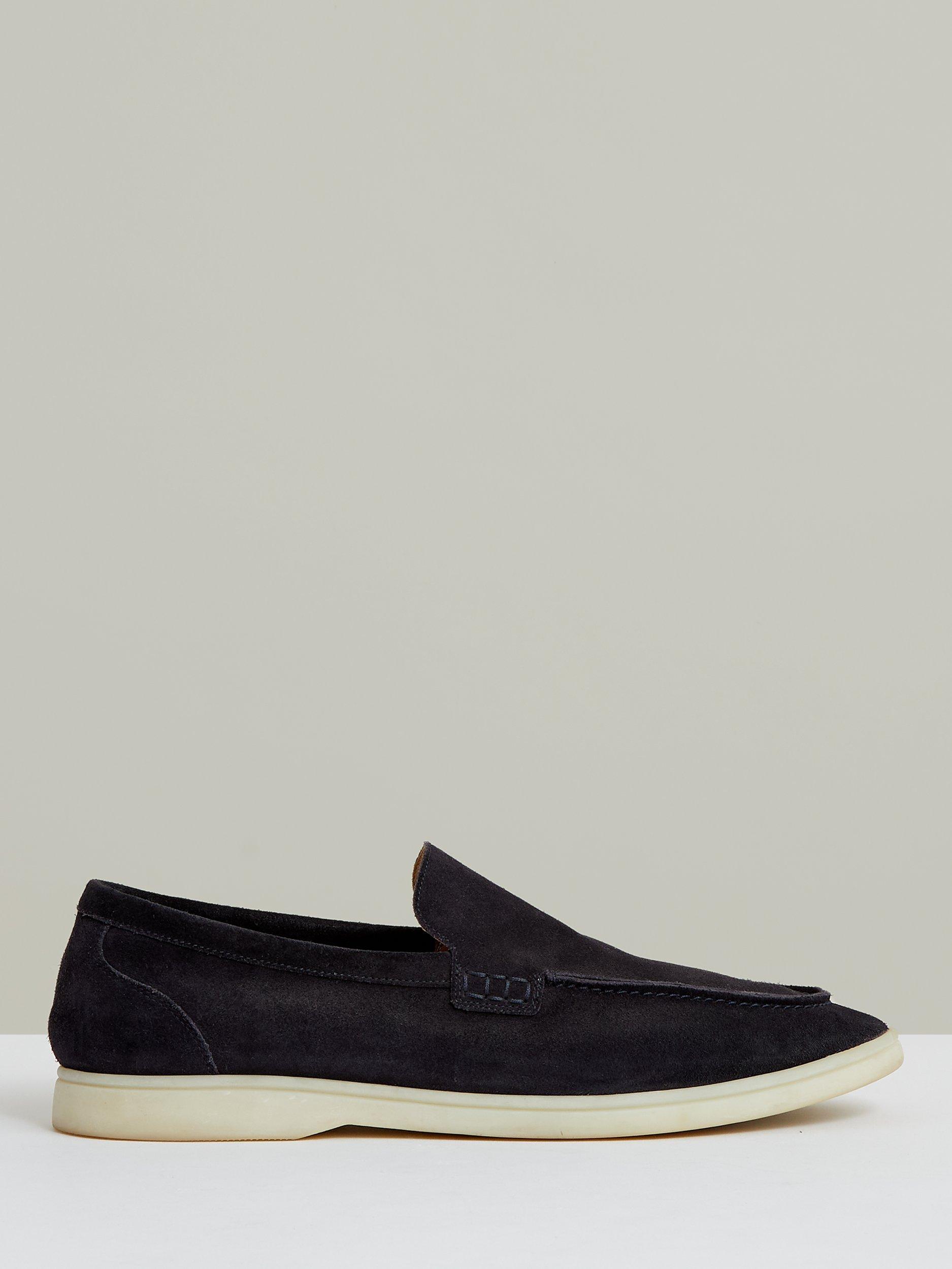 Product image 1 of 5, which shows Reiss Kason Suede Loafers, Navy, 7