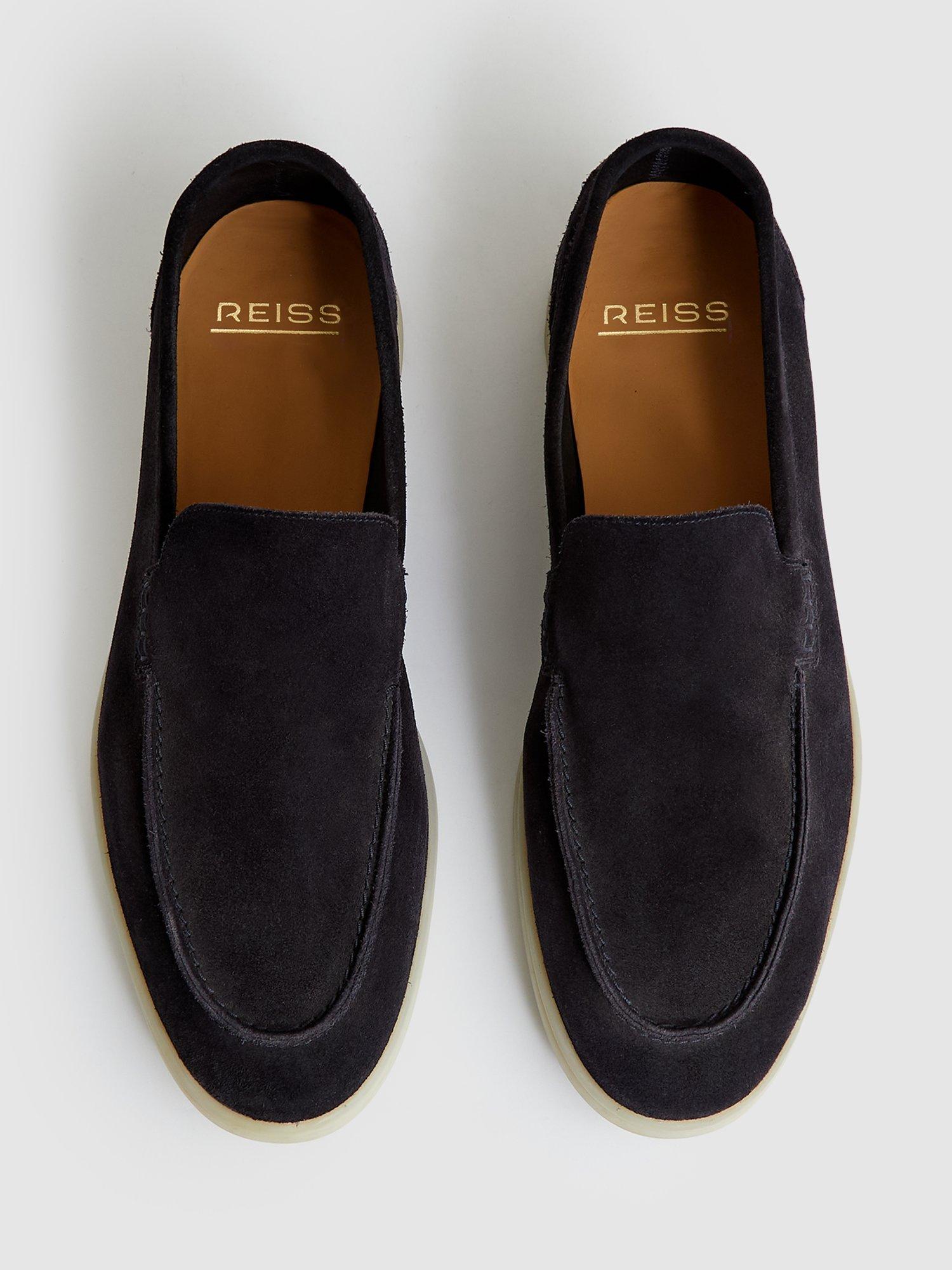 Product image 5 of 5, which shows Reiss Kason Suede Loafers, Navy, 7