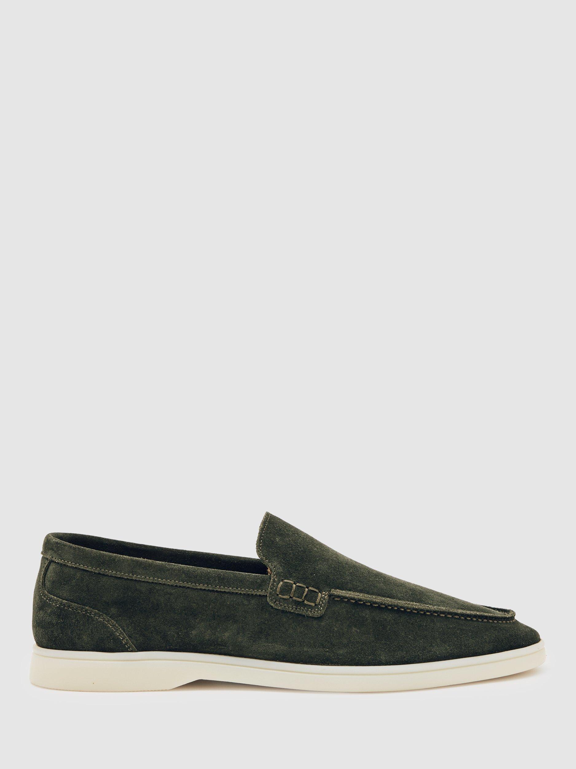 Product image 1 of 5, which shows Reiss Kason Suede Loafers, Forest Green, 7