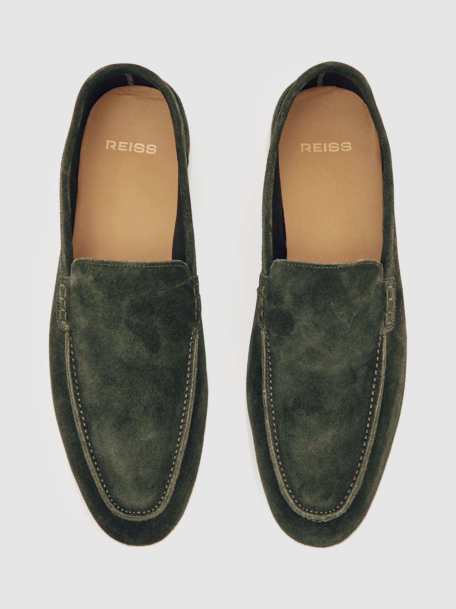 Product image 5 of 5, which shows Reiss Kason Suede Loafers, Forest Green, 7