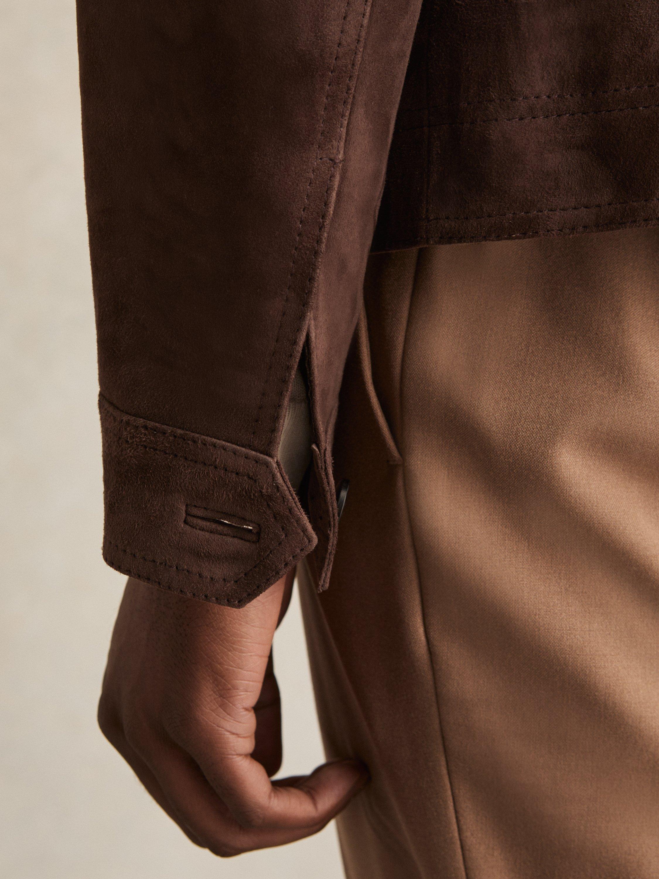 Product image 3 of 5, which shows Reiss Wilstead Leather Jacket, Chocolate Brown, XS