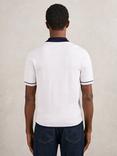 Reiss Baxter Viscose Blend Regular Fit Short Sleeve Polo Shirt, White/Navy
