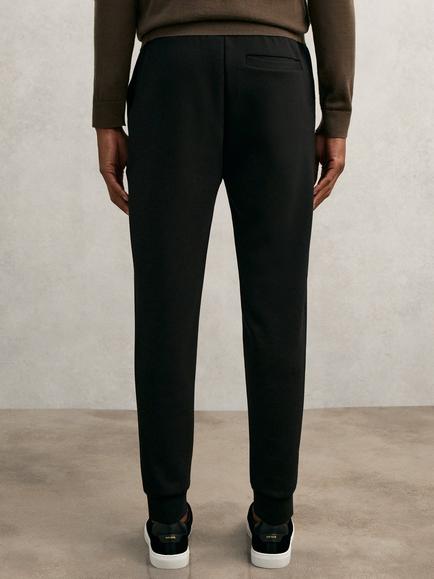 Reiss Premier Interlock Drawstring Joggers - view 2, Black