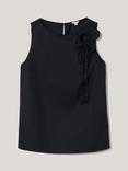 Jigsaw Flower Applique Cotton Top, Navy