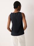 Jigsaw Flower Applique Cotton Top, Navy