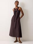 Jigsaw Flower Applique Cotton Dress, Oxblood