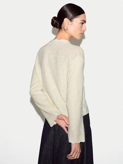 Jigsaw Linen Rich Scallop Edge Cardigan - view 2, Ivory