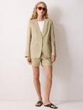 Jigsaw Pure Irish Linen Open Neck Blazer, Sand