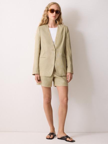 Jigsaw Pure Irish Linen Open Neck Blazer, Sand, Sand