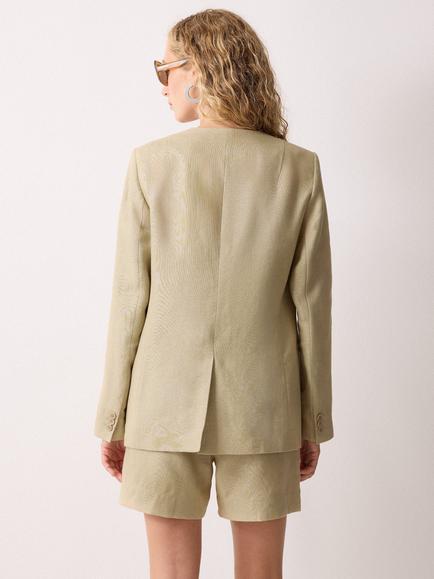 Jigsaw Pure Irish Linen Open Neck Blazer, Sand - view 2, Sand