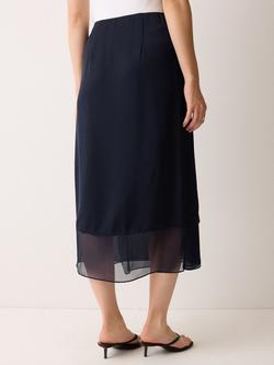Jigsaw Layered Asymmetric Pure Silk Skirt, Navy - view 2, Navy