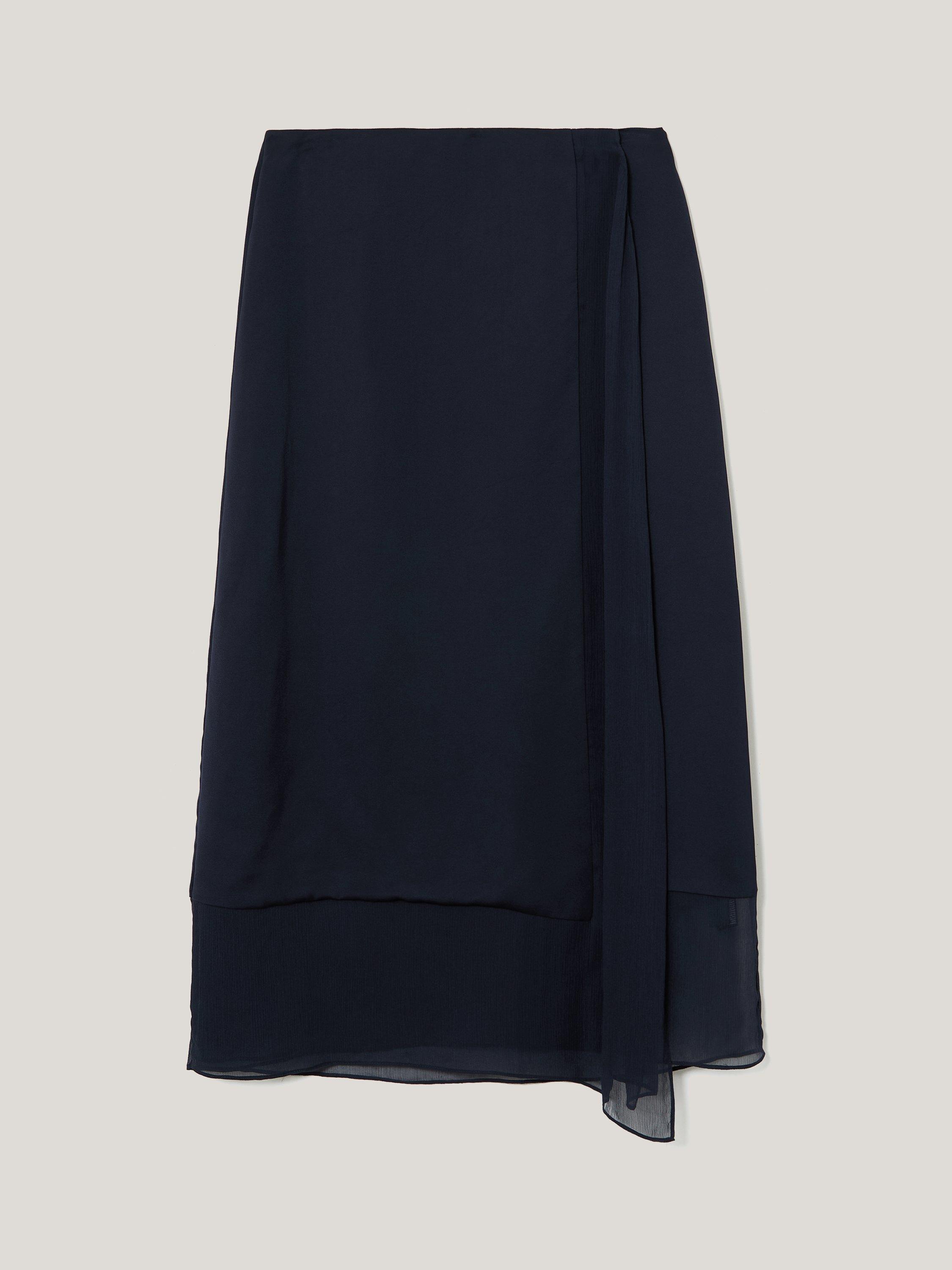 Product image 5 of 5, which shows Jigsaw Layered Asymmetric Pure Silk Skirt, Navy, 6