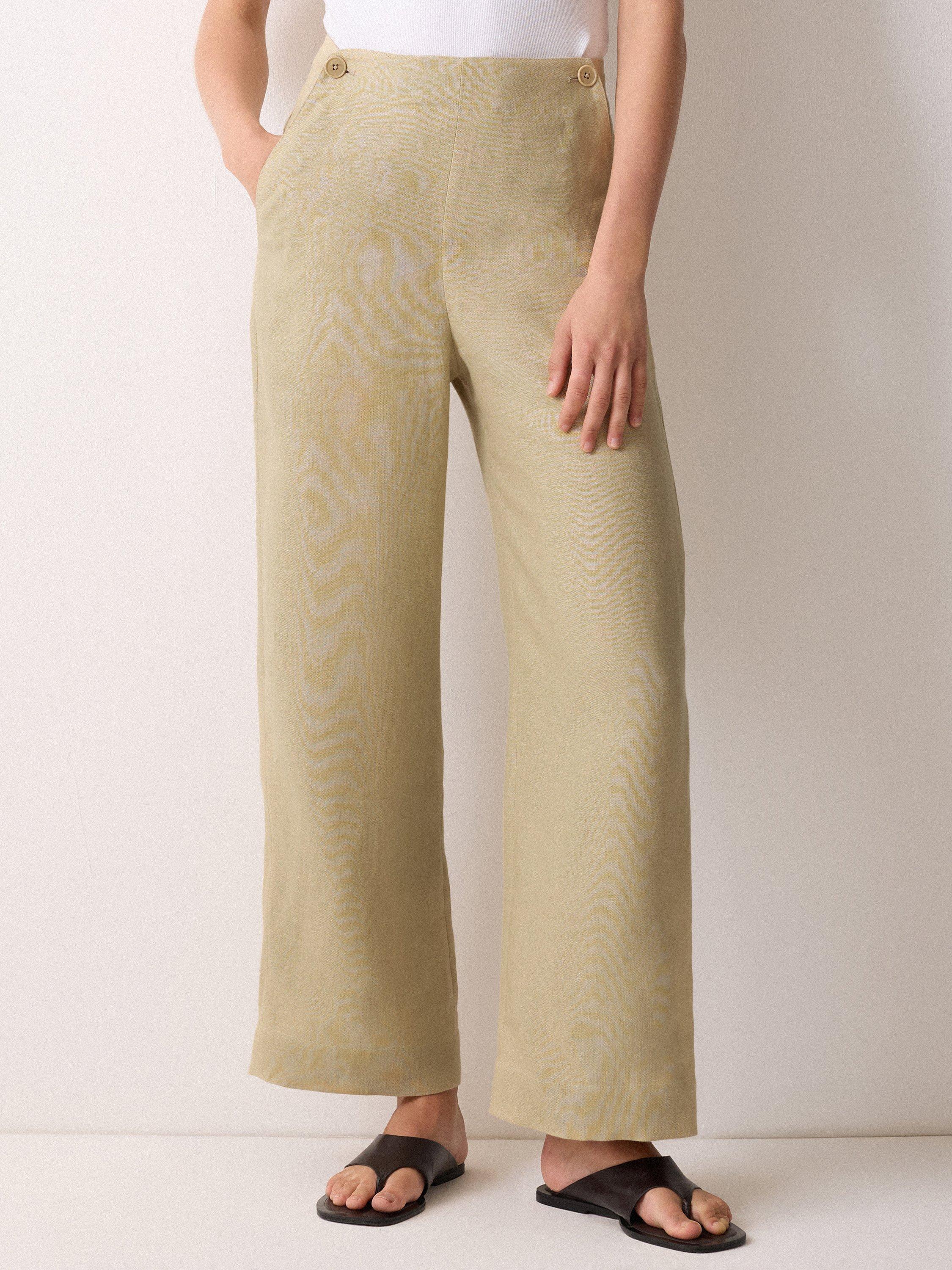 Product image 1 of 6, which shows Jigsaw Pure Irish Linen Sailor Trousers, Sand, 6