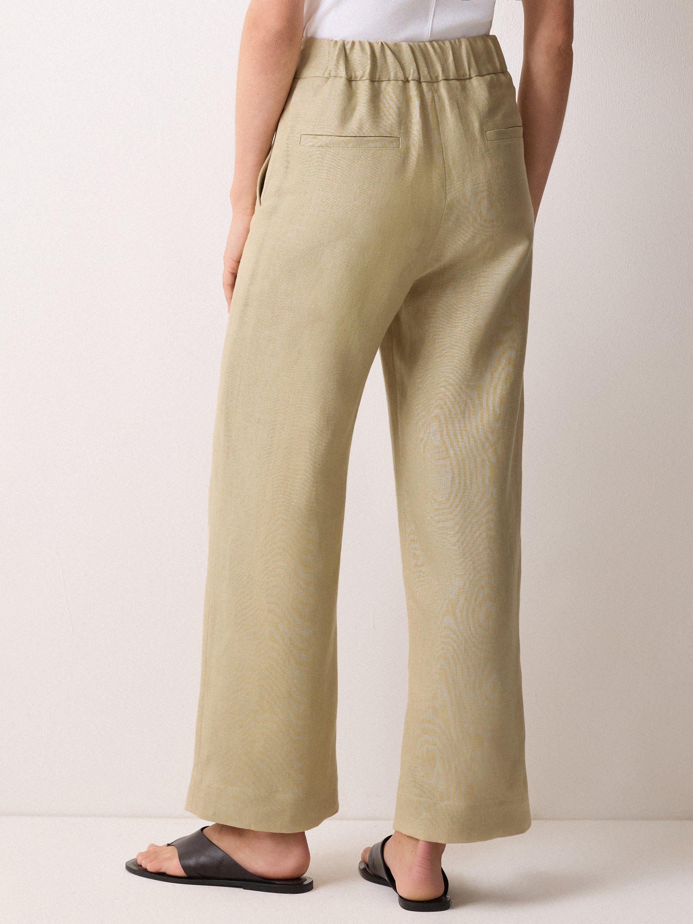 Product image 2 of 6, which shows Jigsaw Pure Irish Linen Sailor Trousers, Sand, 6