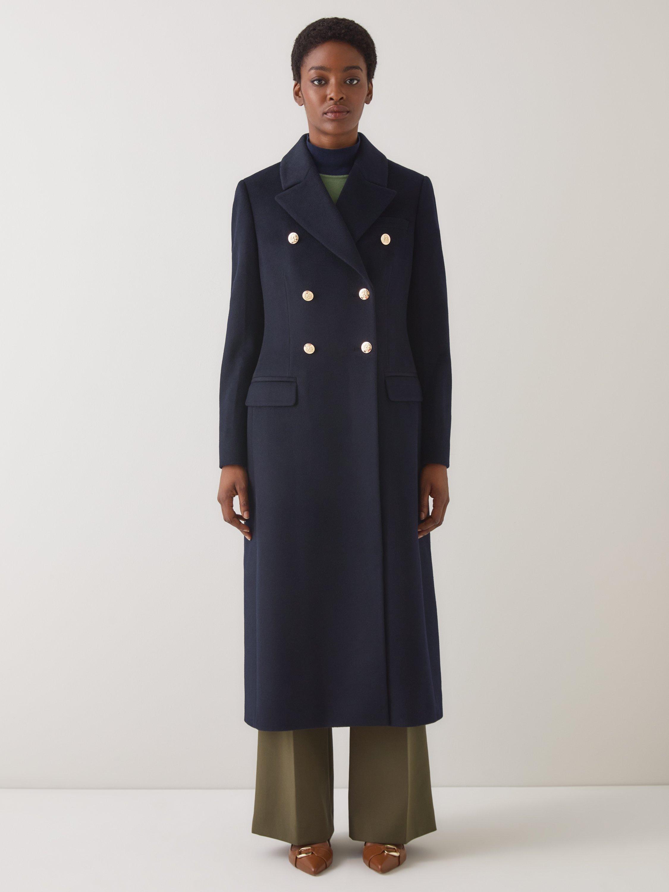 Product image 1 of 4, which shows L.K.Bennett Natalia Pure Wool Coat, Dark Navy, 4