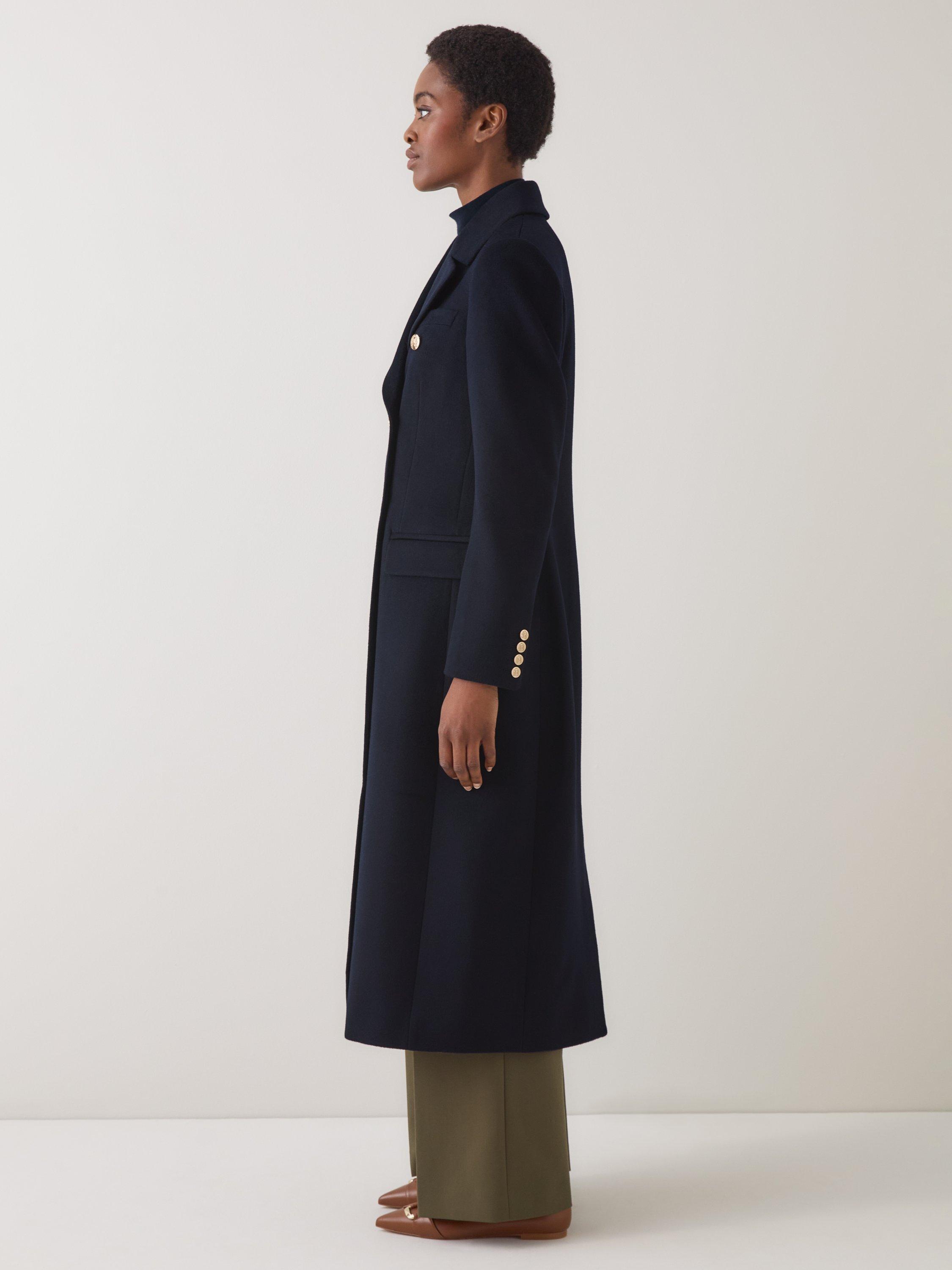 Product image 2 of 4, which shows L.K.Bennett Natalia Pure Wool Coat, Dark Navy, 4