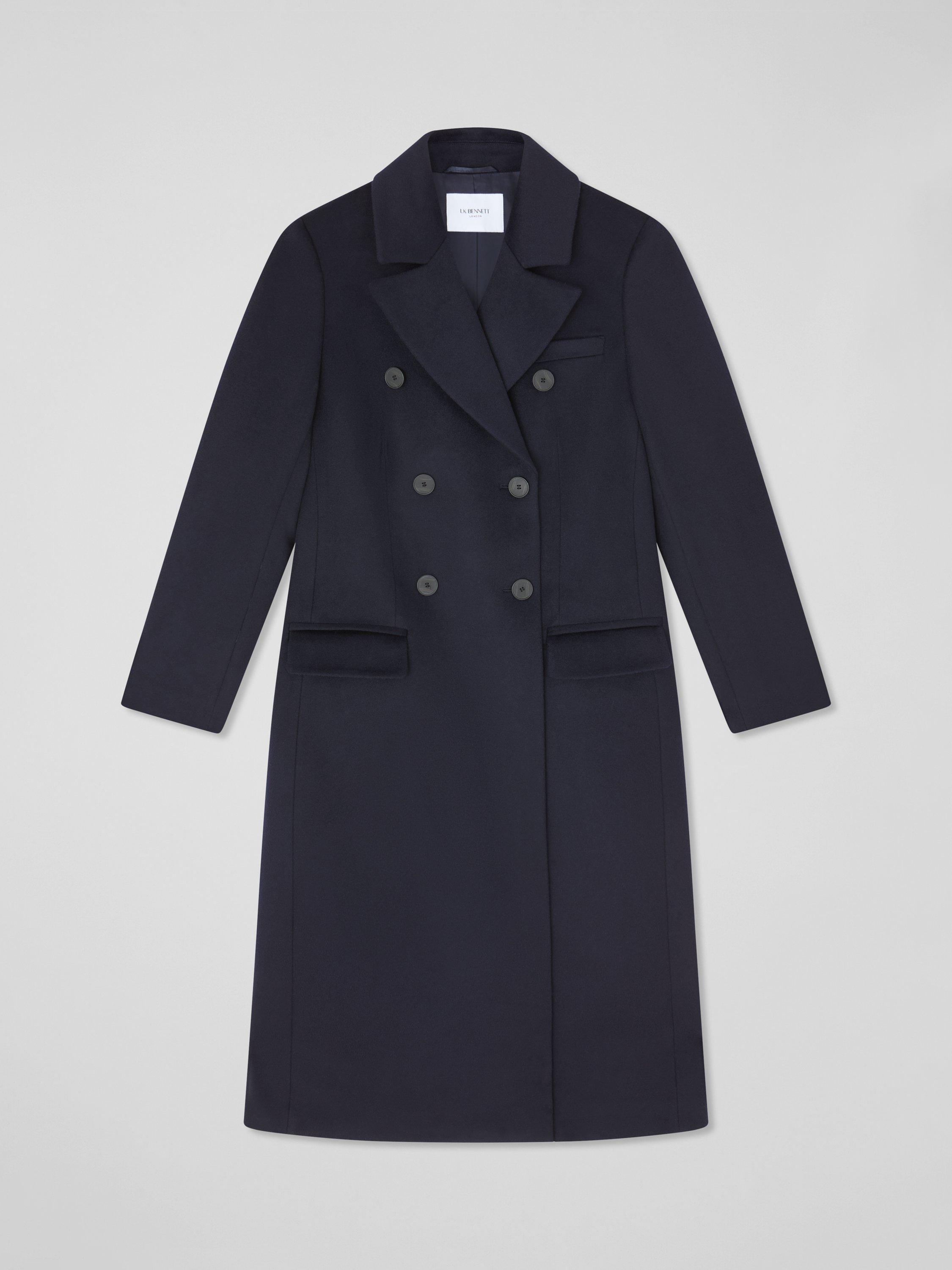 Product image 4 of 4, which shows L.K.Bennett Natalia Pure Wool Coat, Dark Navy, 4