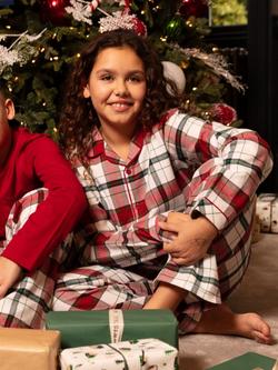 Minijammies Kids' Blaze Brushed Cotton Check Pyjama Set, Red - view 2, Red