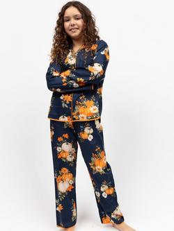 Minijammies Kids' Pumpkin Print Pyjama Set, Navy, Navy