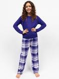 Minijammies Kids' Evolet Slouch Jersey Top & Check Trousers Pyjama Set, Purple