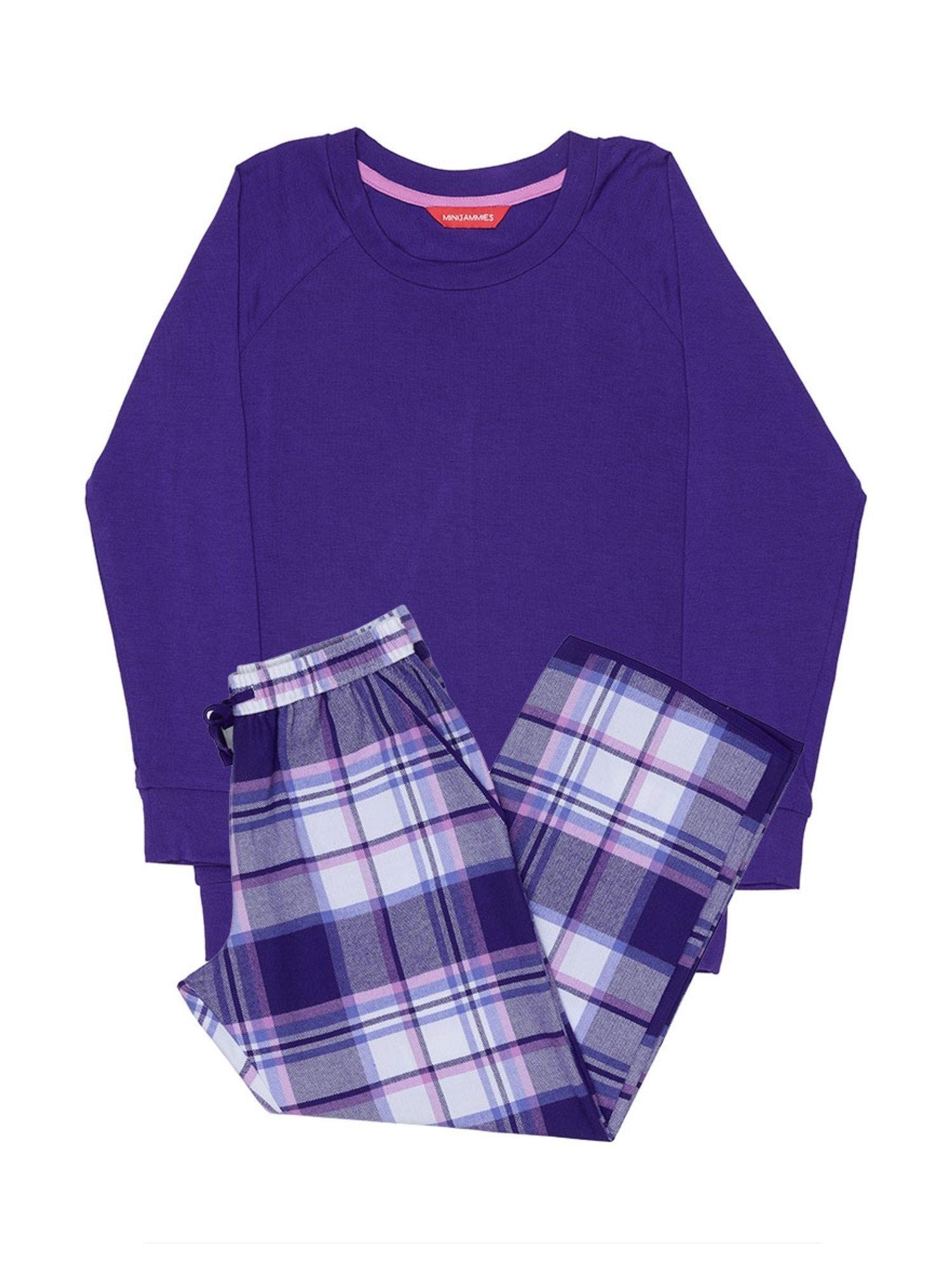 Minijammies Kids' Evolet Slouch Jersey Top Check Trousers Pyjama