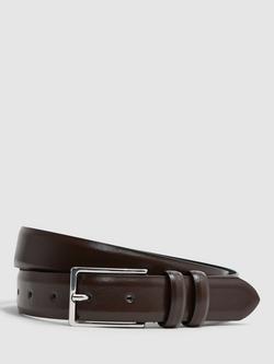 Reiss Dante Leather Belt, Chocolate