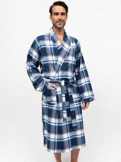 Cyberjammies Check Cotton Dressing Gown, Navy