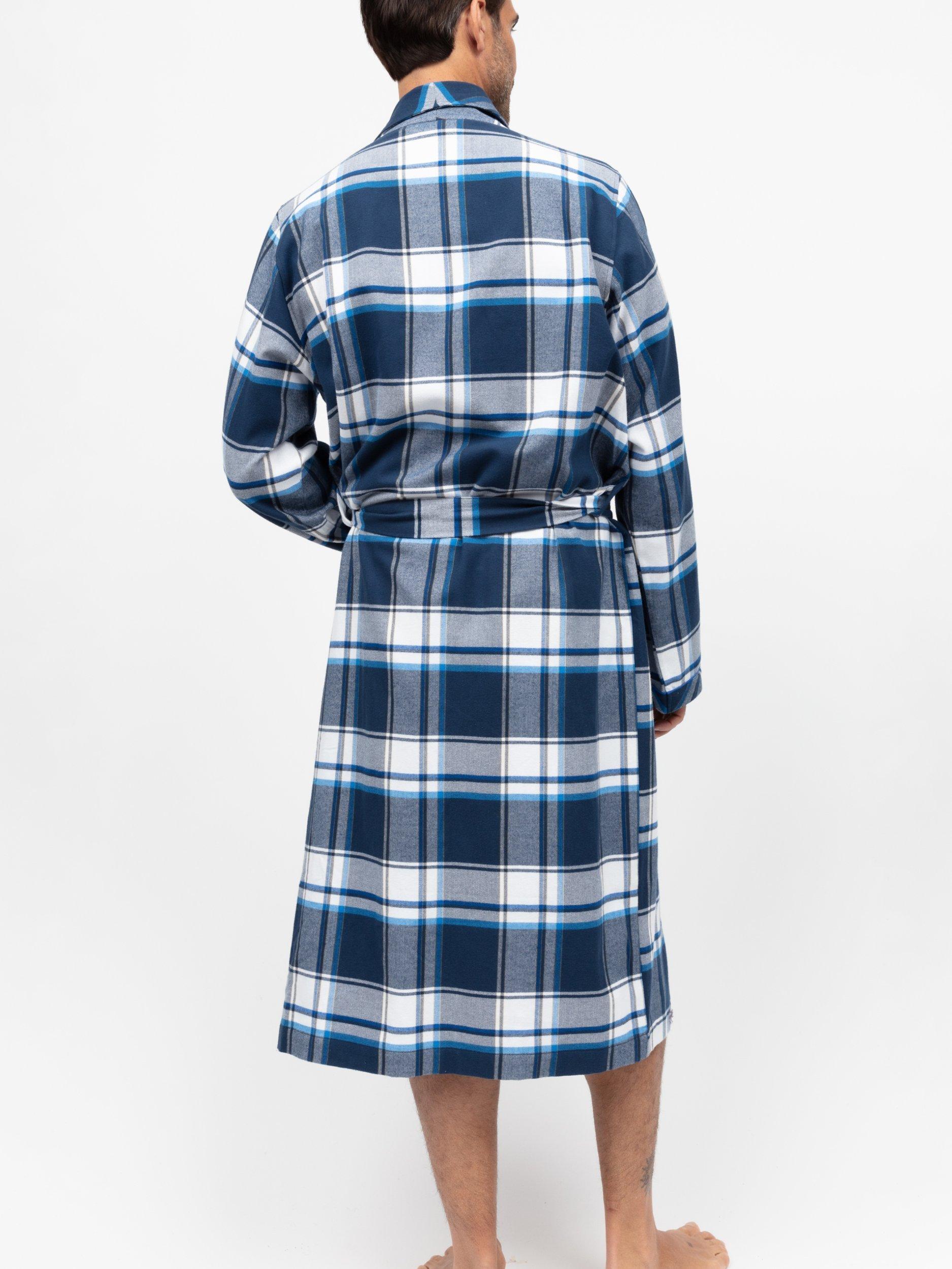 Product image 3 of 4, which shows Cyberjammies Check Cotton Dressing Gown, Navy, S