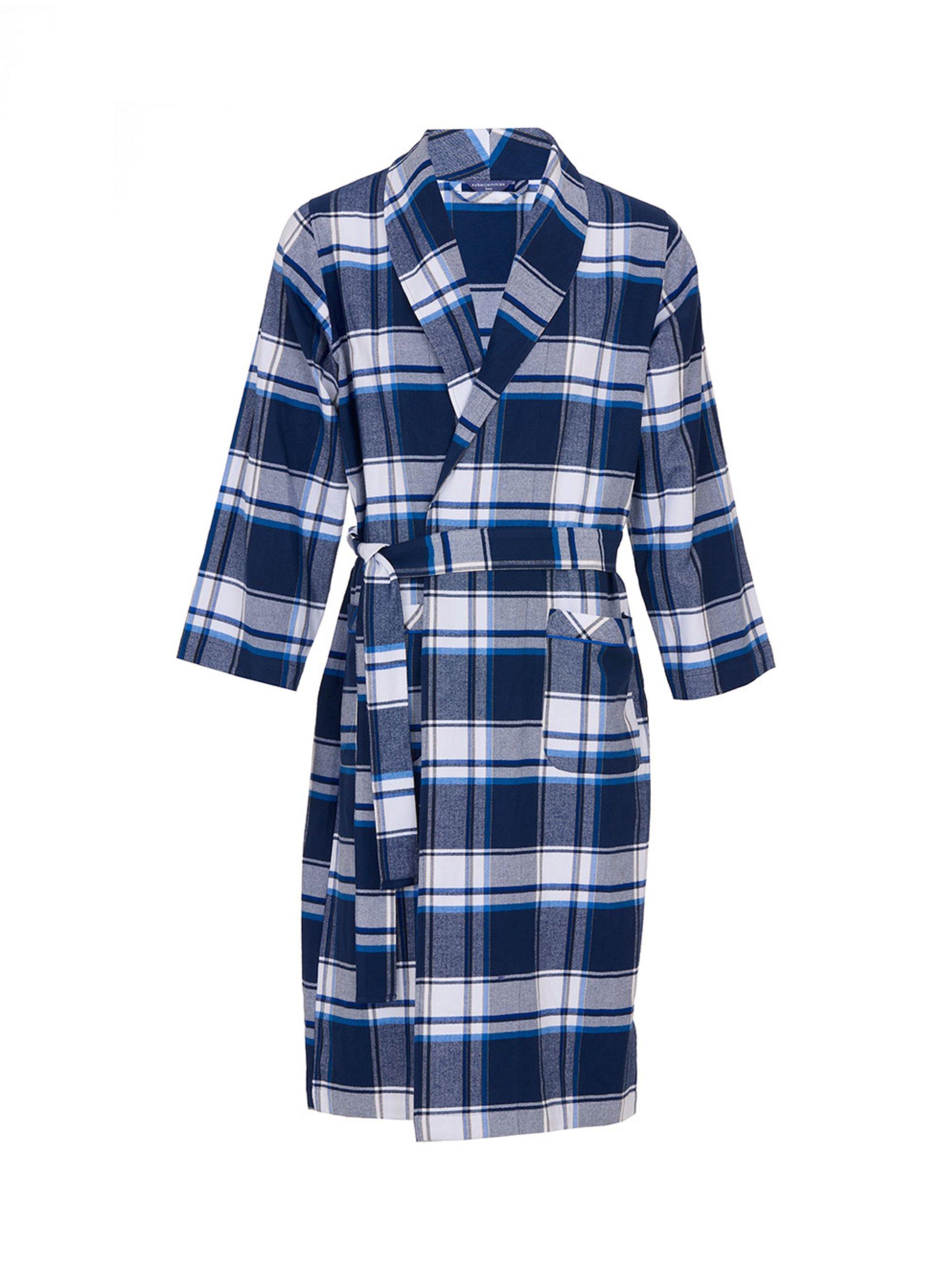 Product image 4 of 4, which shows Cyberjammies Check Cotton Dressing Gown, Navy, S