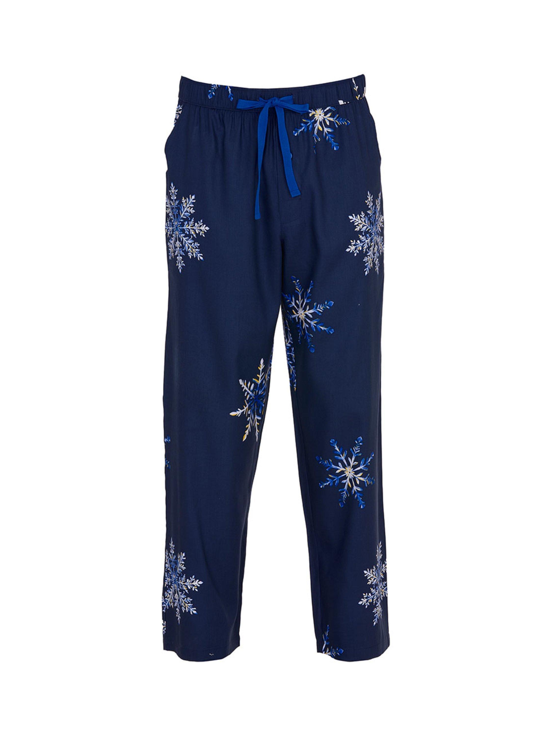 Product image 4 of 4, which shows Cyberjammies Snowflake Print Cotton Blend Pyjama Bottoms, Navy, S