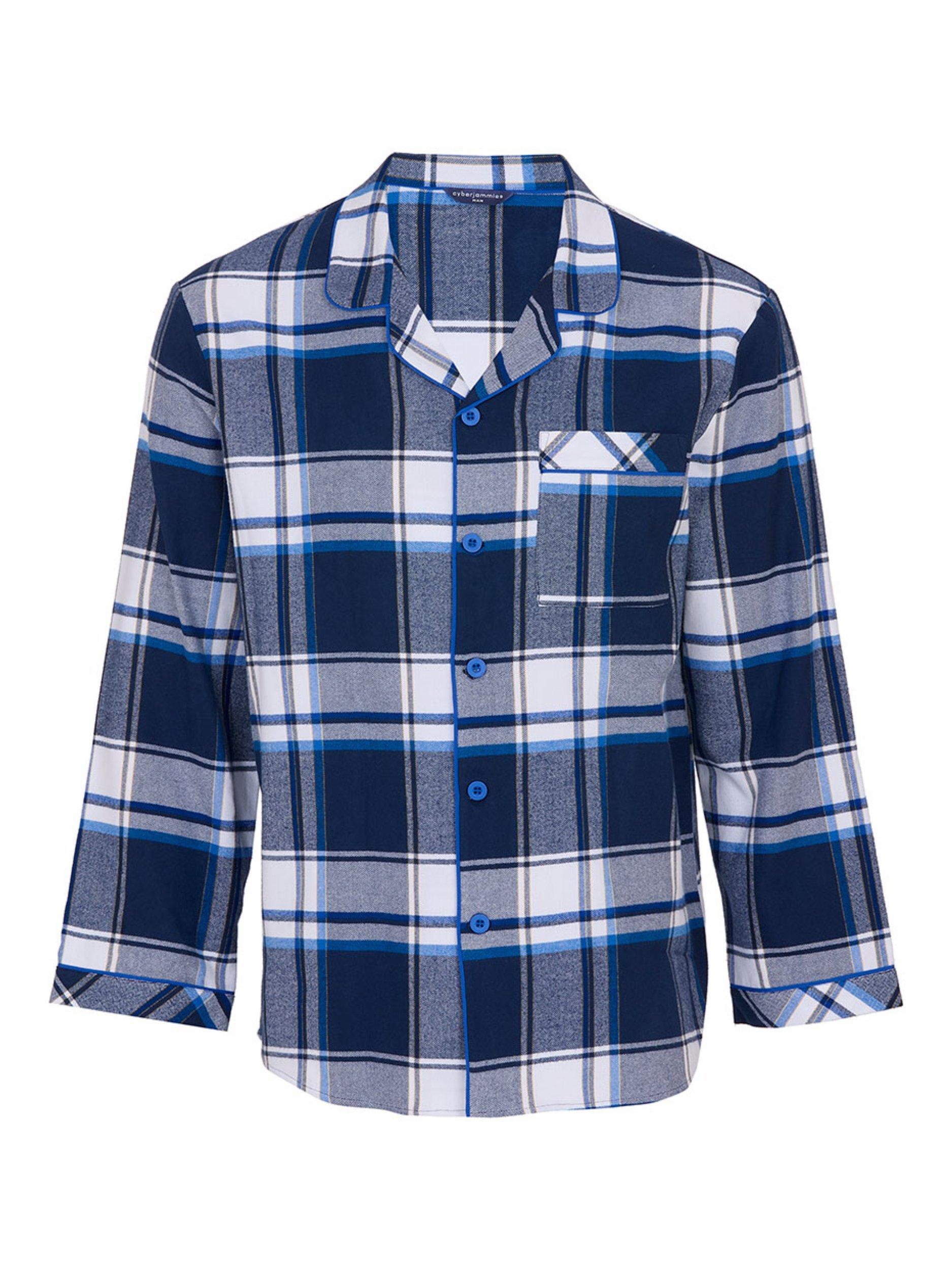 Product image 4 of 4, which shows Cyberjammies Check Cotton Pyjama Top, Navy, S