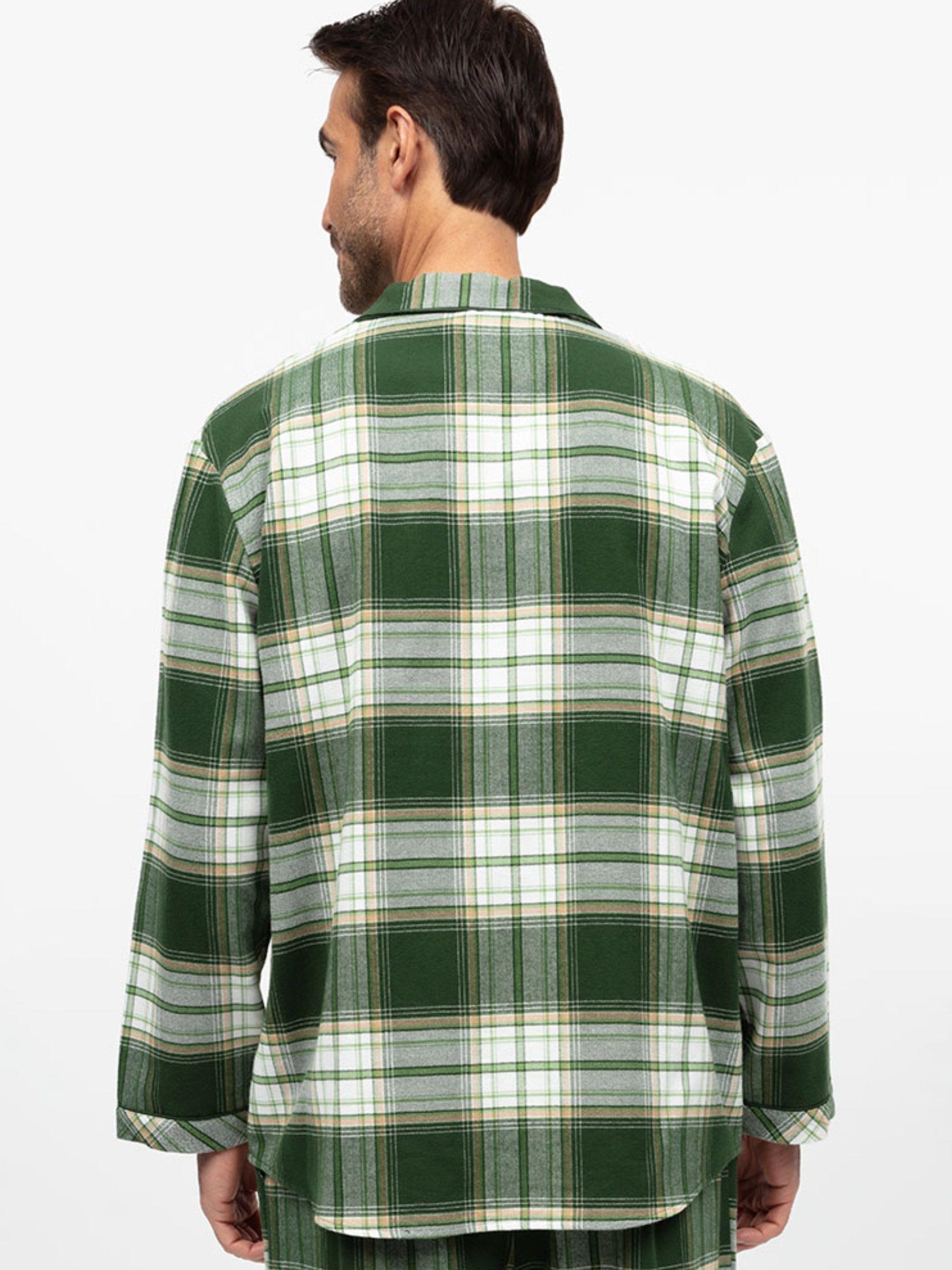 Product image 3 of 4, which shows Cyberjammies Check Cotton Pyjama Top, Olive Green, S