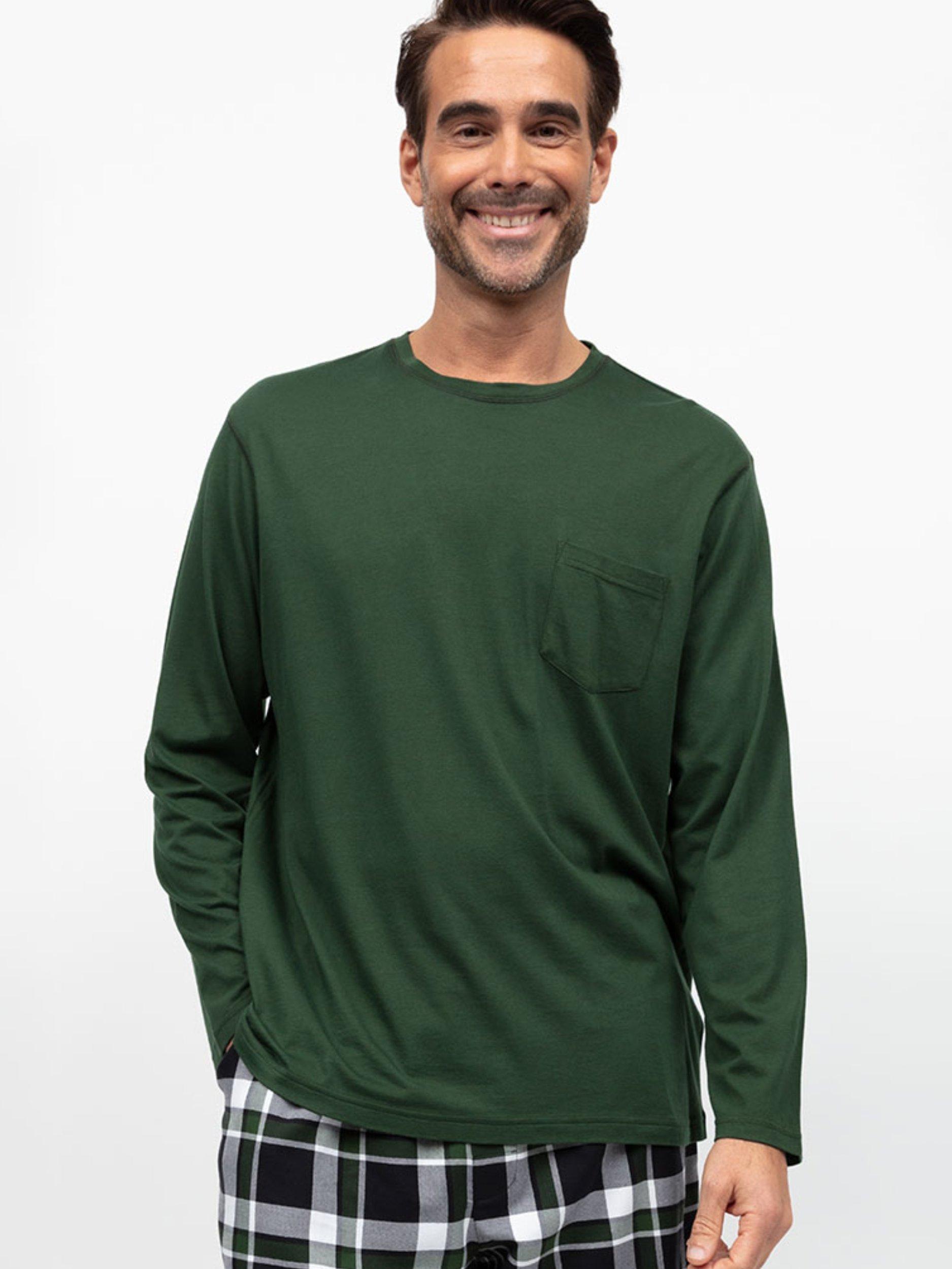 Product image 1 of 4, which shows Cyberjammies Cotton Blend Pyjama Top, Olive Green, S