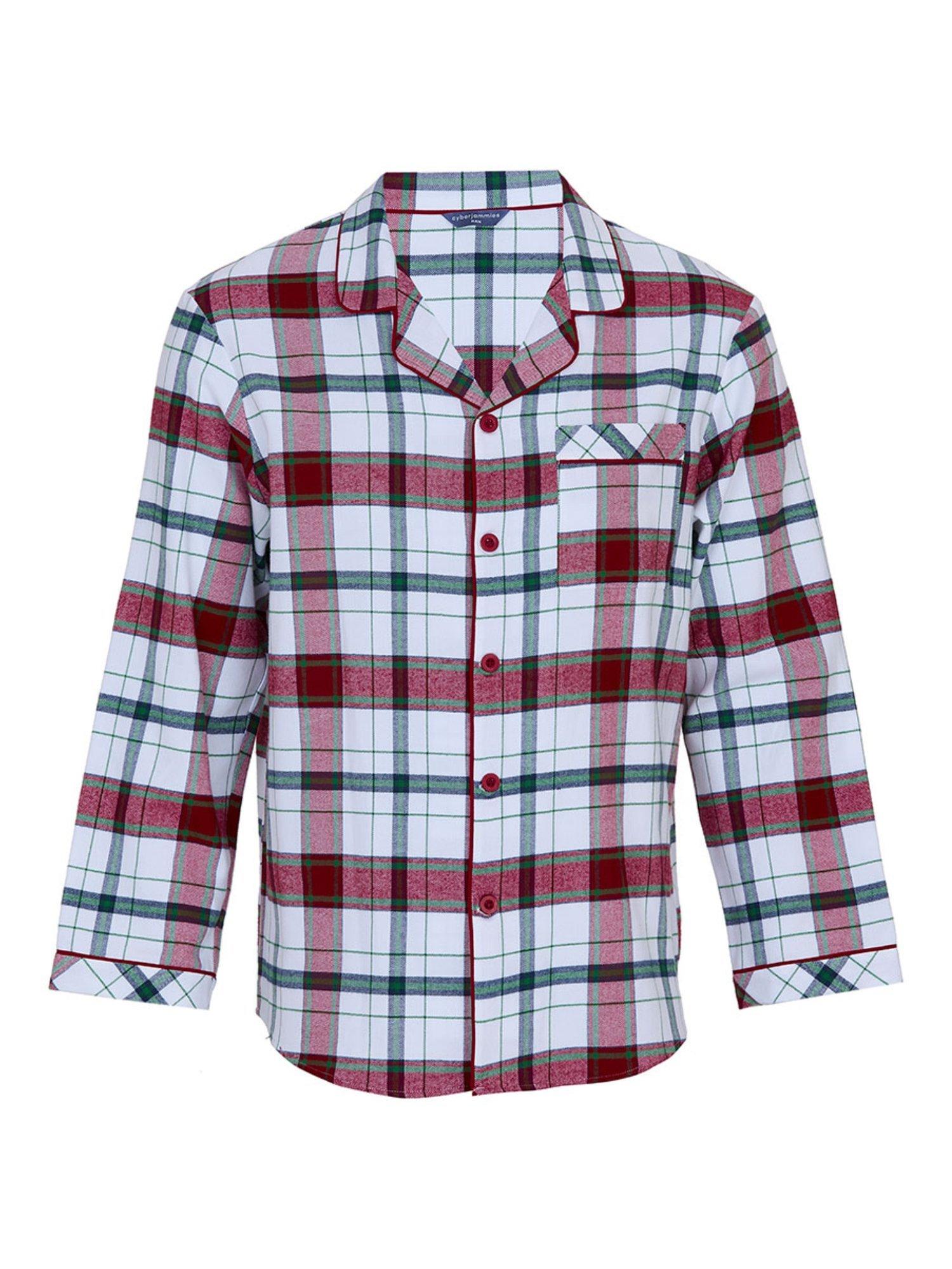 Product image 4 of 4, which shows Cyberjammies Check Cotton Pyjama Top, Red, S