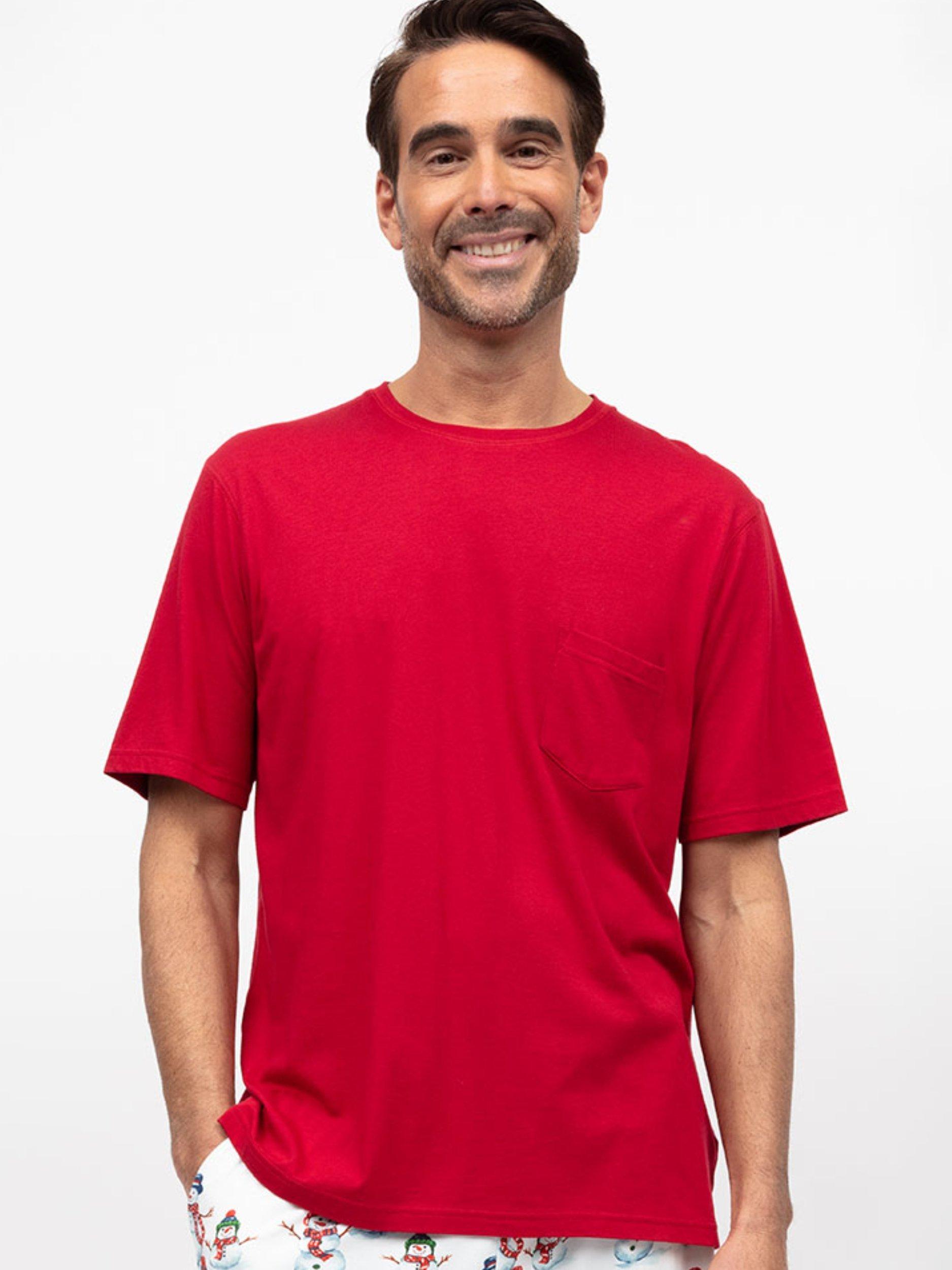 Product image 1 of 4, which shows Cyberjammies Short Sleeve Cotton Blend Pyjama Top, Red, S