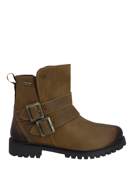 Hunter Ness Leather Waterproof Ankle Boots, Dark Tan