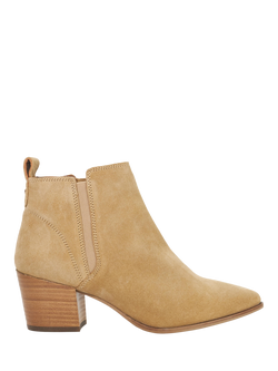 Dune London Parlure Suede Cropped Western Ankle Boots, Sand