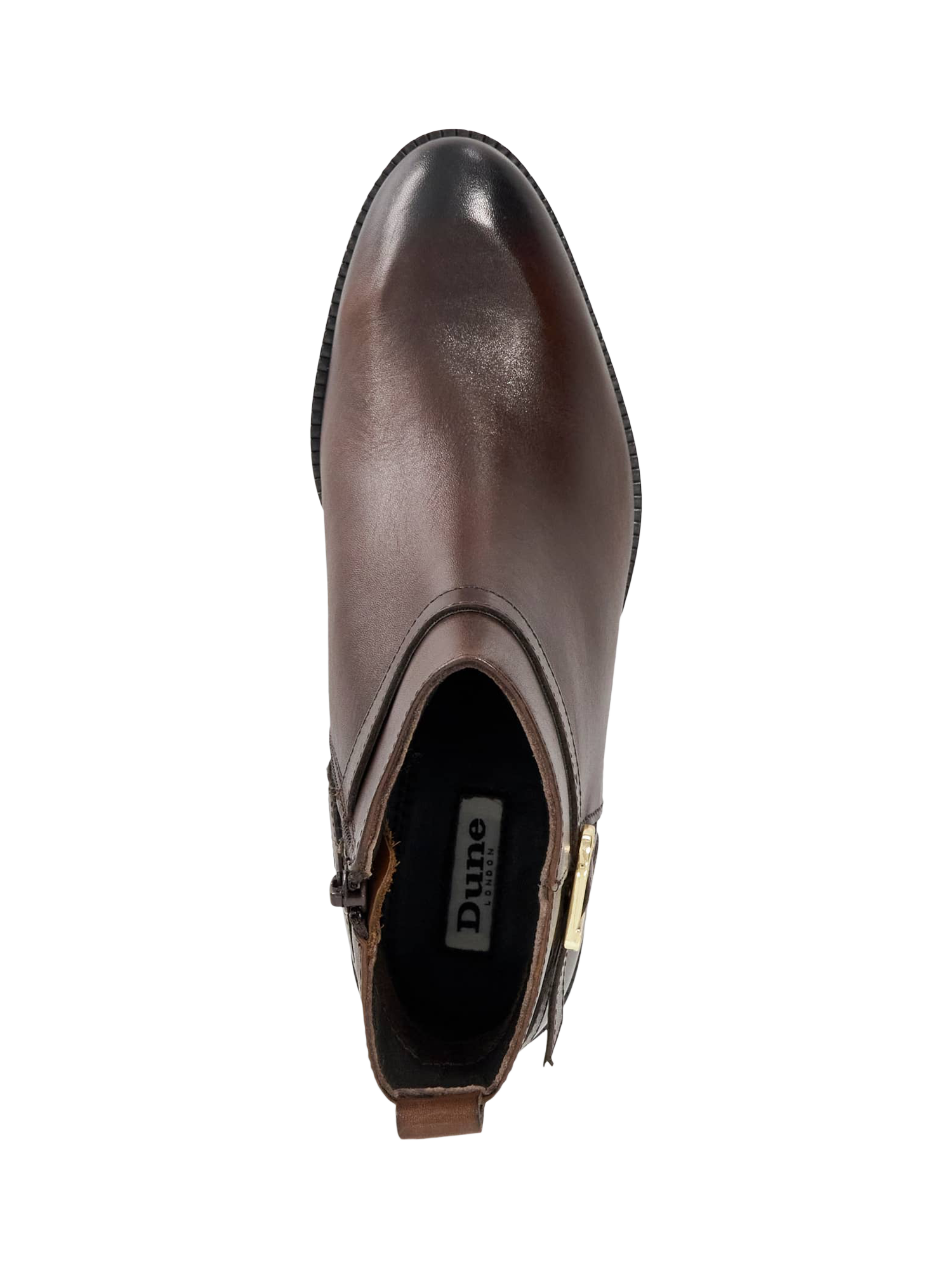 Product image 2 of 5, which shows Dune London Pemma Leather Ankle Boots, Brown, EU36