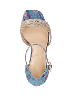 Dune London Mirror Two Part Stiletto Heel Sandals, Teal - view 2, Teal