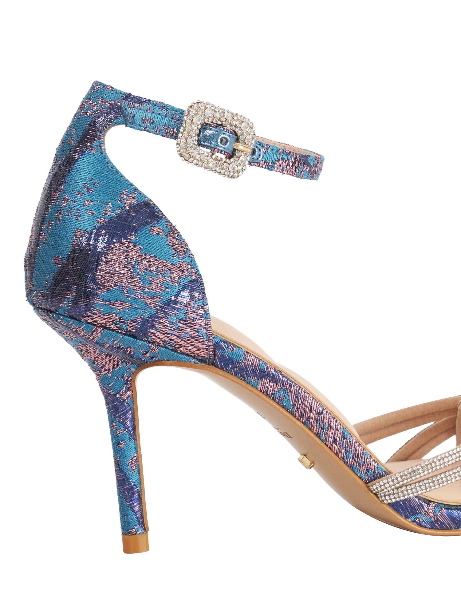 Product image 5 of 5, which shows Dune London Mirror Two Part Stiletto Heel Sandals, Teal, EU36