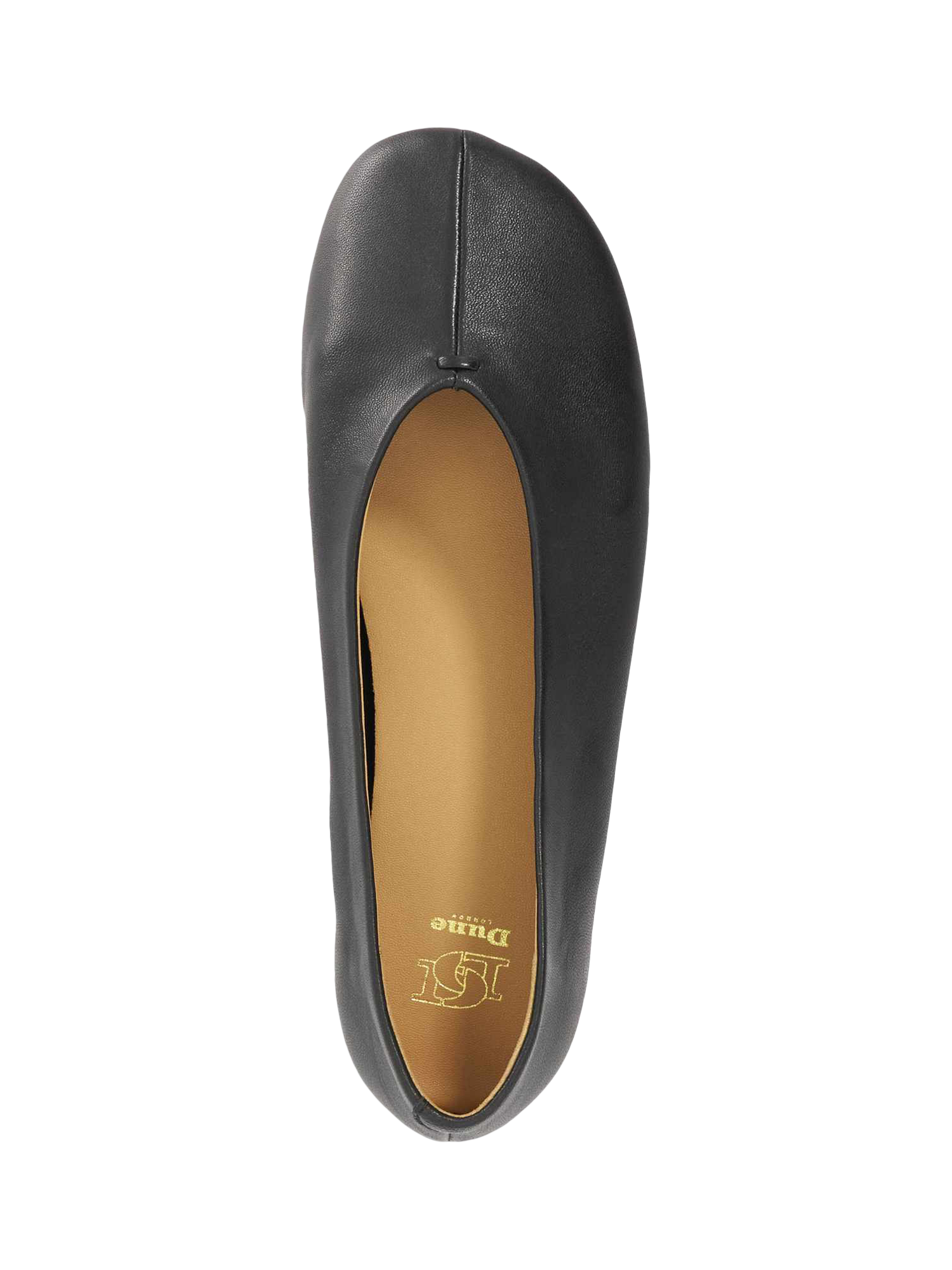 Product image 2 of 5, which shows Dune London High Cut Leather Ballet Pumps, Black, EU36