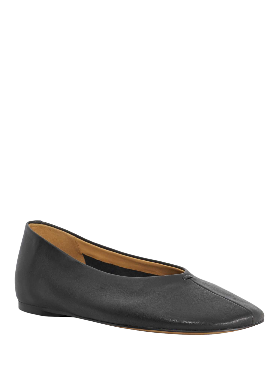 Product image 3 of 5, which shows Dune London High Cut Leather Ballet Pumps, Black, EU36