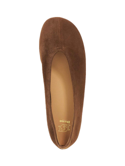 Dune London High Cut Suede Round Toe Ballerina Pumps, Brown - view 2, Brown