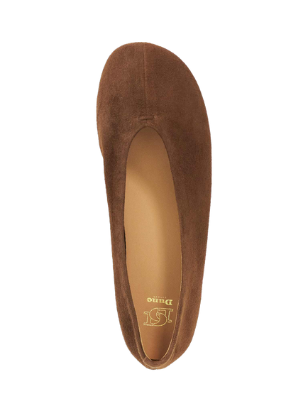 Dune London High Cut Suede Round Toe Ballerina Pumps, Brown - view 2, Brown