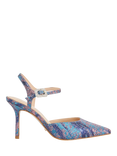 Dune London Channel Diamante Buckle Stiletto Heel Court Shoes, Teal