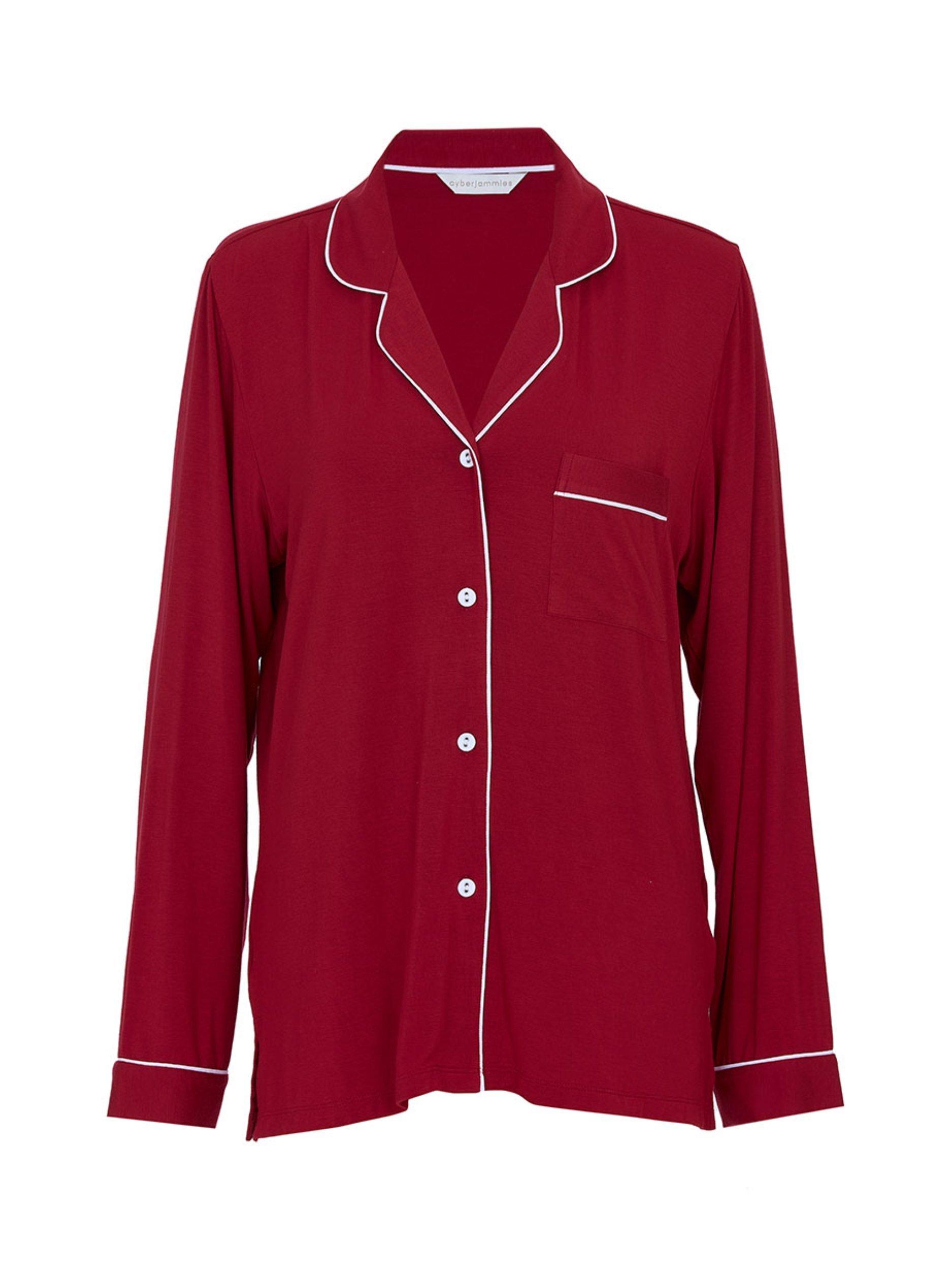 Product image 4 of 4, which shows Cyberjammies Contrast Trim Pyjama Top, Red, 6