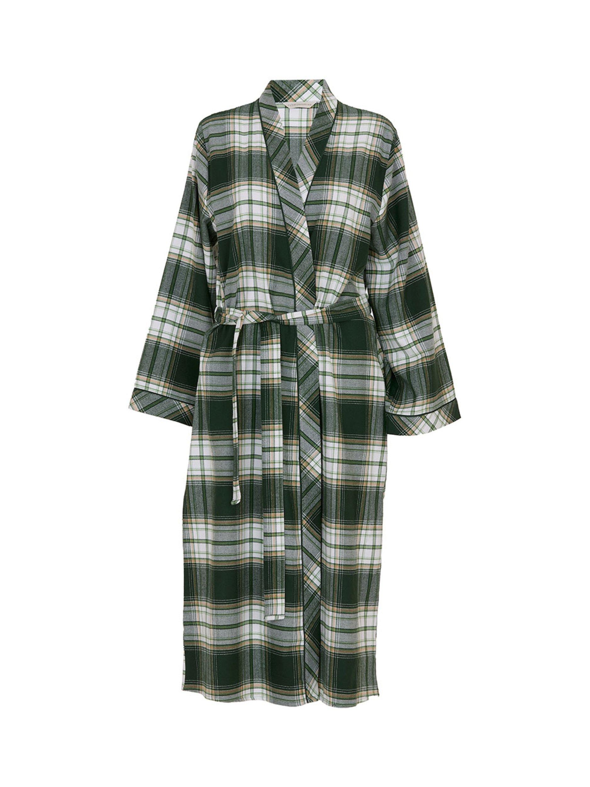 Product image 3 of 3, which shows Cyberjammies Brushed Check Dressing Gown, Olive Green, 6