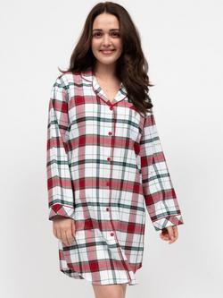 Cyberjammies Brushed Check Nightshirt, Red, Red