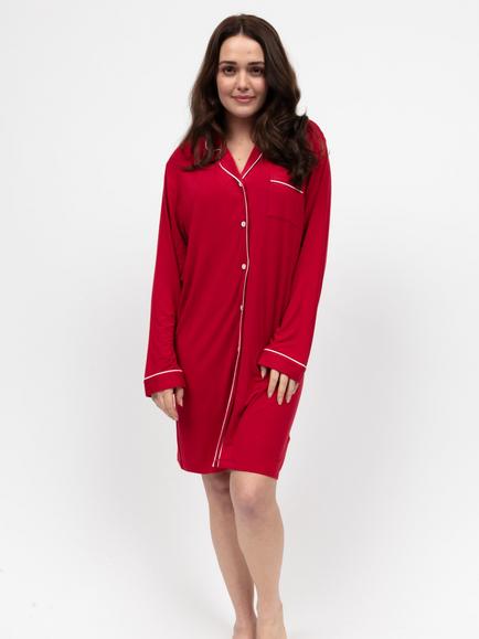 Cyberjammies Contrast Trim Jersey Nightshirt, Red, Red